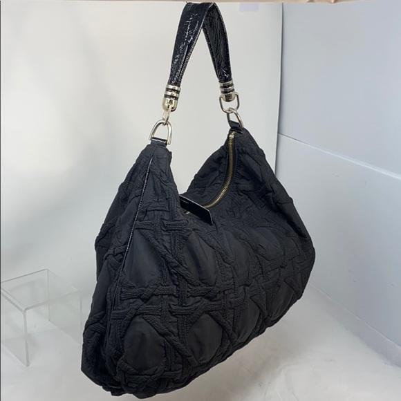 Stuart WeitzmanBlack Quilted Fabric Hobo Bag - Picture 5 of 16